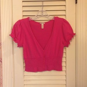Hot pink button shrug